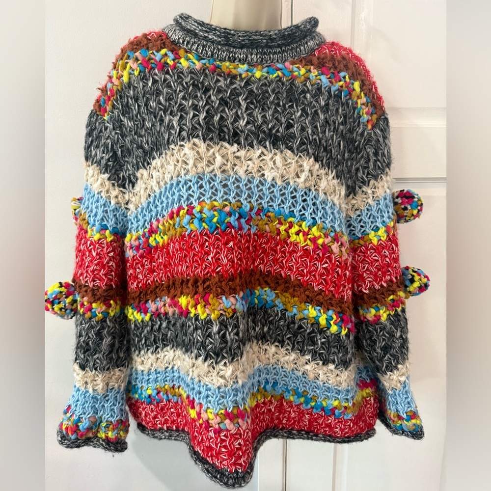 Zara Colorful Knit Cowl Sweater